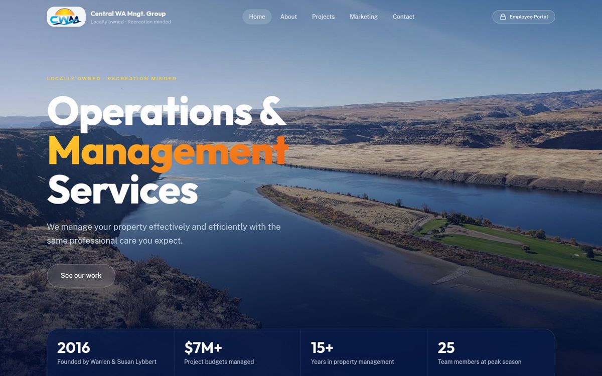 Screenshot of the Central WA Management Group website